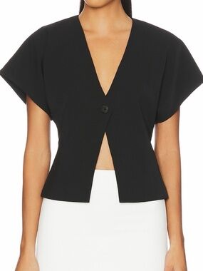 Black V-Neck Short Sleeve Top